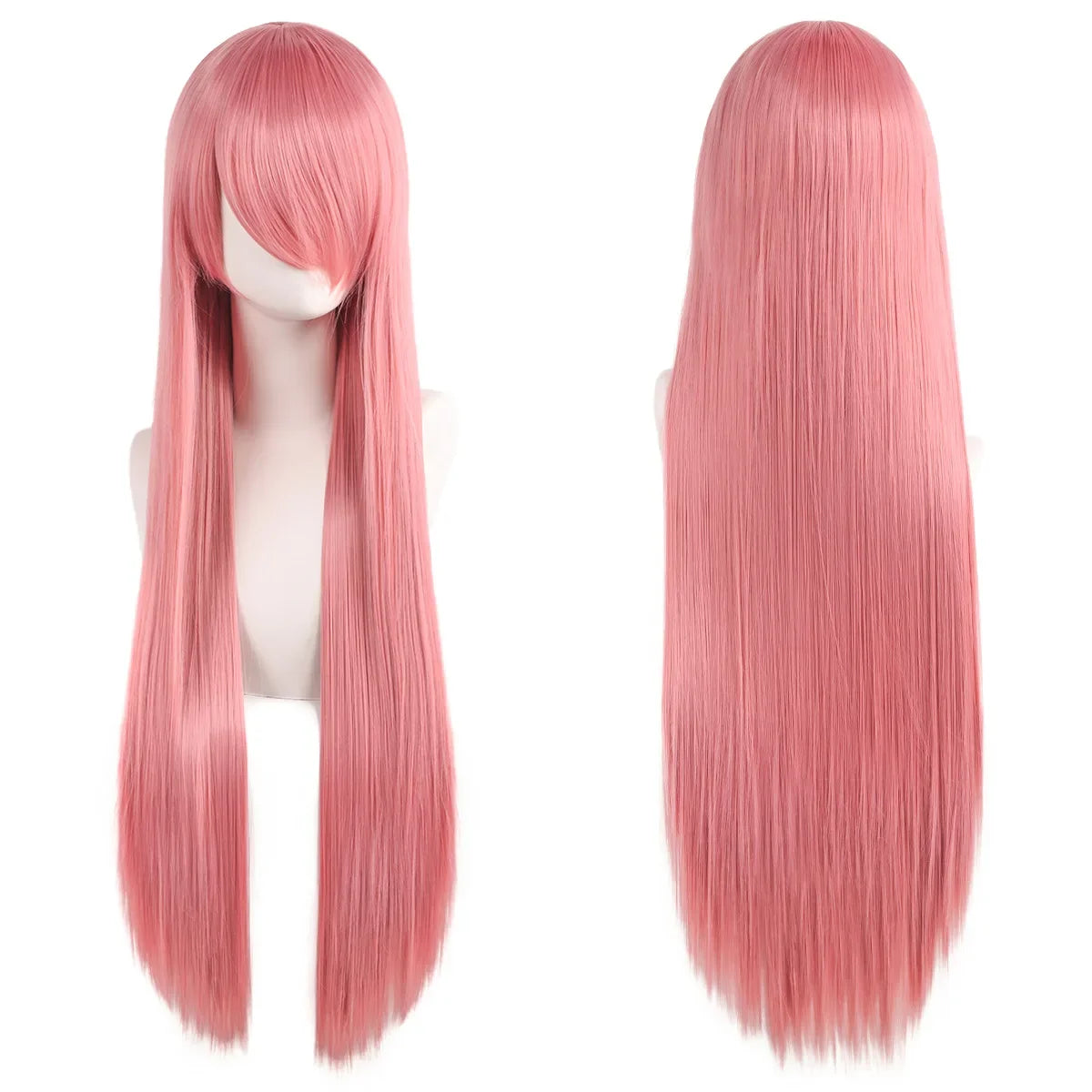 80cm Long Straight Synthetic Cosplay Wig with Bangs, White Green Silver Pink, Heat Resistant