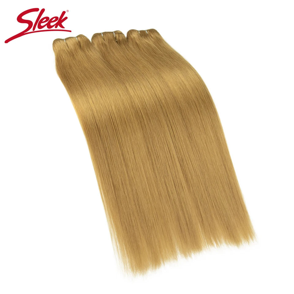 Sleek Peruvian Straight Human Hair Double Drawn Natural Weave Bundles Brown Remy