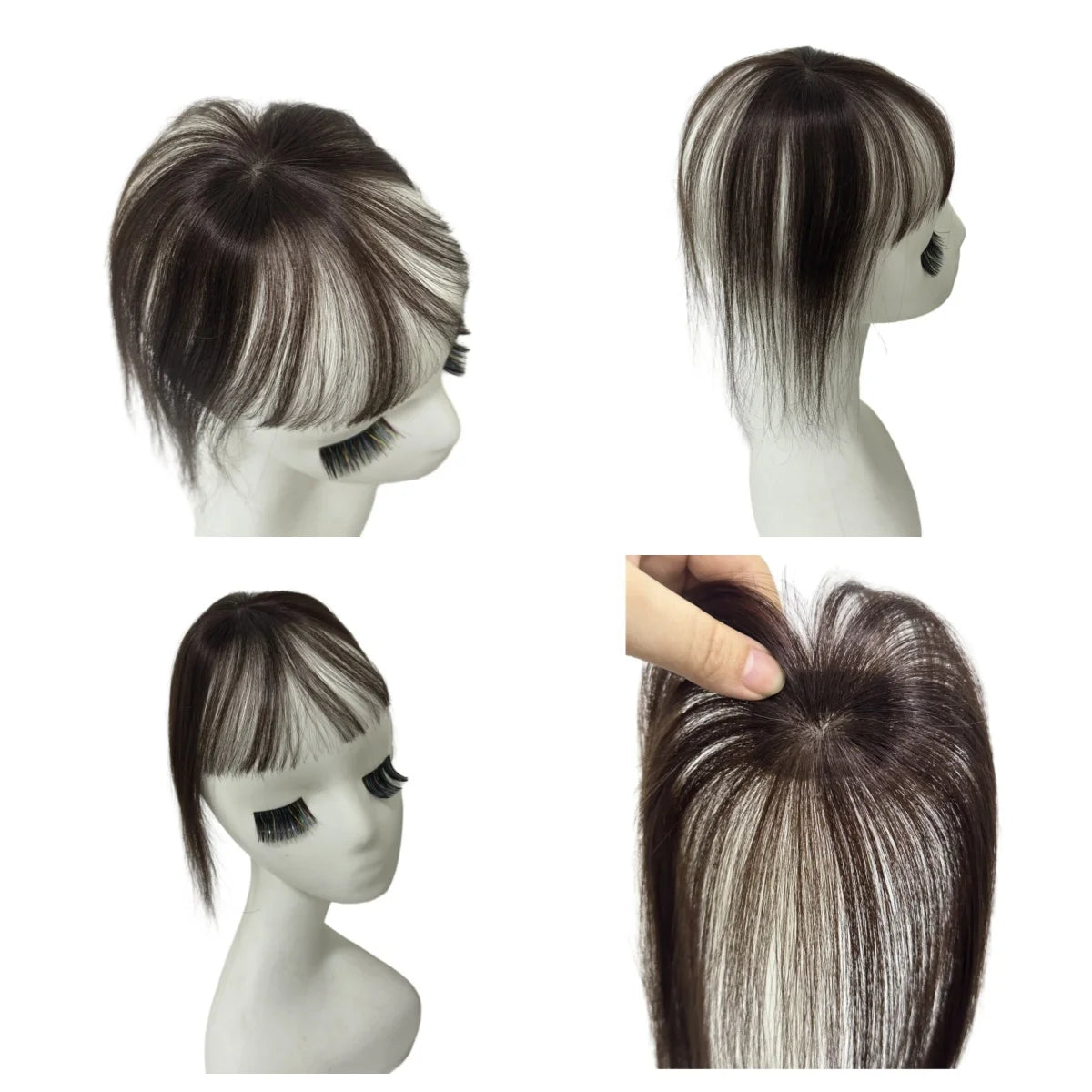 100% Human Hair Bangs Fringe Straight Toppers Wispy Natural Scalp False Loss