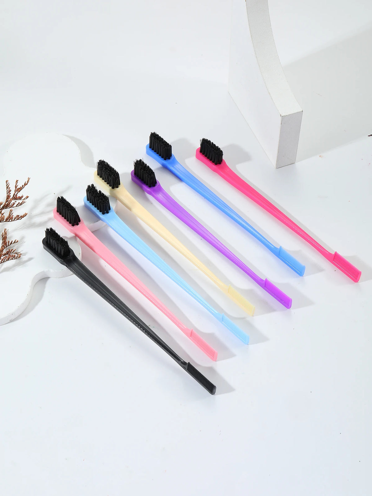 Hair Edge Brush Comb 2-in-1, Double-Sided Edge Control Brush with Comb