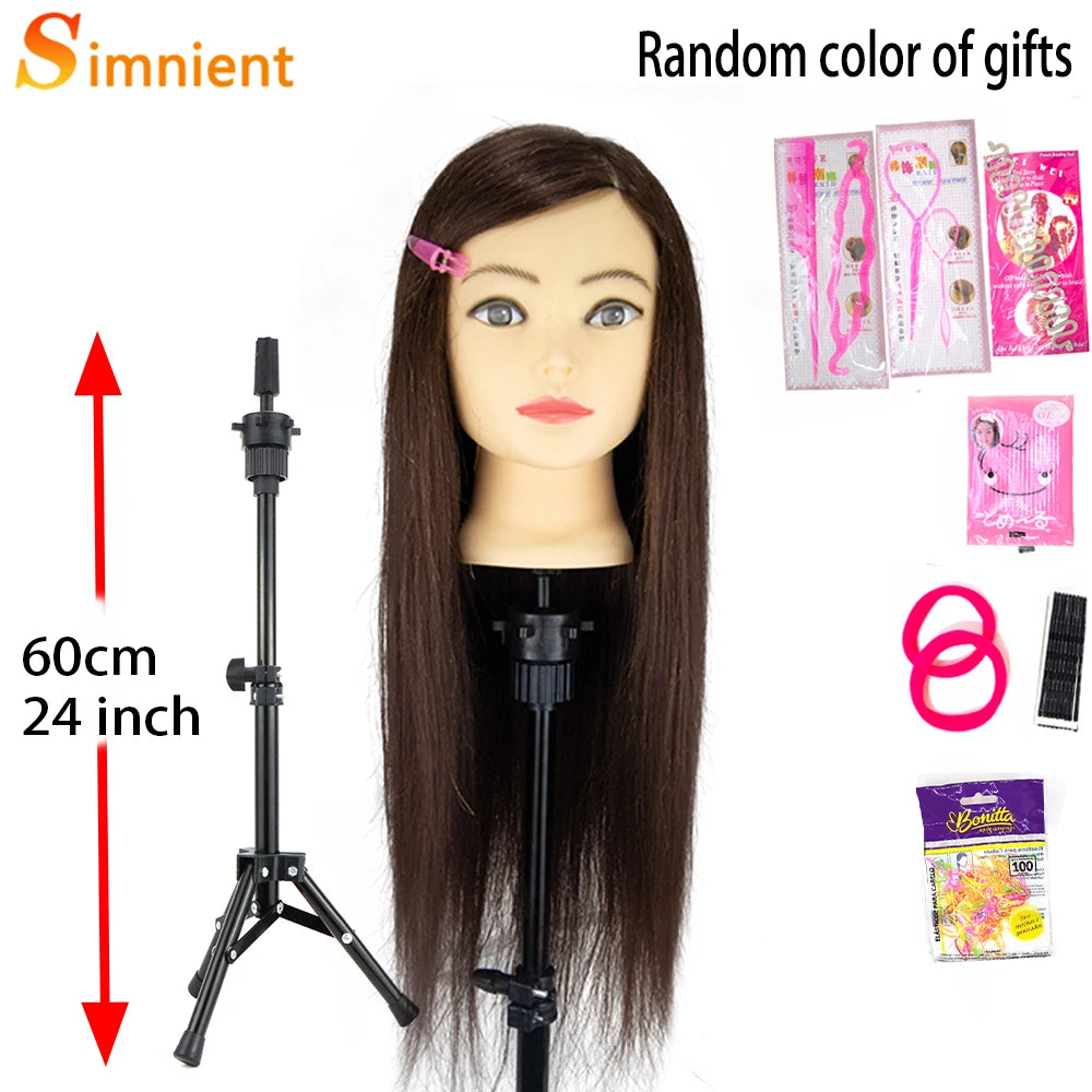 80% Real Hair Doll Head Hairstyle Professional Training Mannequin Styling To Practice