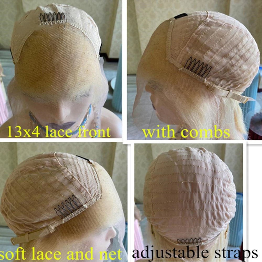 Frontal Lace Wigs, 100% Virgin Human Hair Brunette Brown Highlights Deep Curly