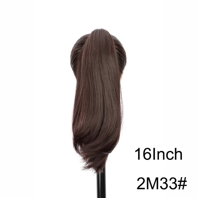 16Inch/20Inch Synthetic Wig Female Slightly Curver Ponytail Hair Extension Claw Clip in Ponytail Hairpice