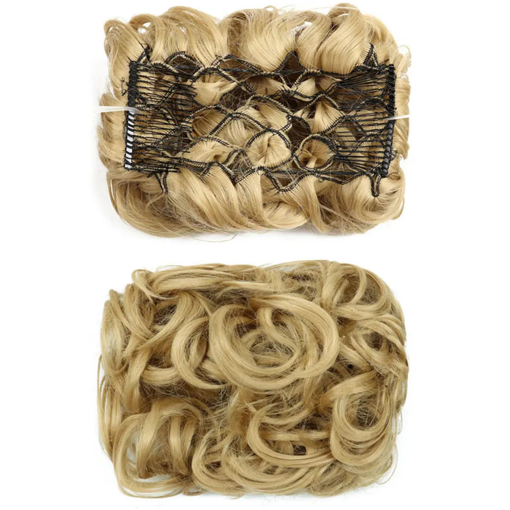 Synthetic Large Comb Clip in Curly Hair Extension Chignon Pieces Updo Cover