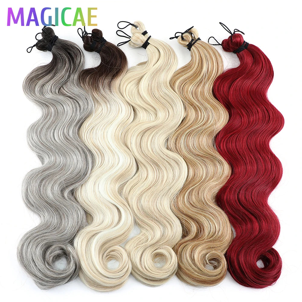 300G 26Inch Ombre Grey Crochet Braids Body Wave Light Brown Highlight Sp4/27/613