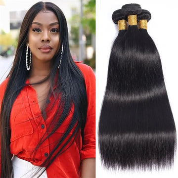 Bundles Unprocessed Brazilian Virgin Hair Quick Weave Extensions Straight Human 10A Grade