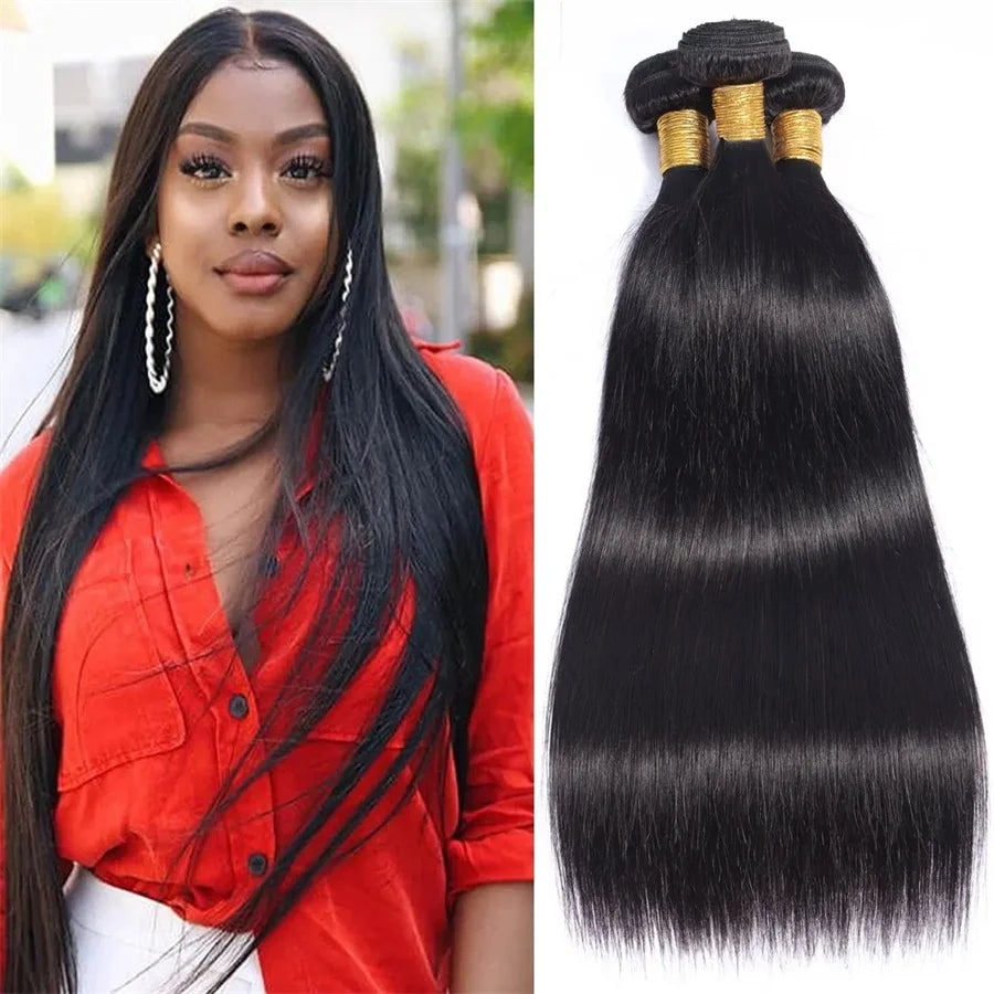 Bundles Unprocessed Brazilian Virgin Hair Quick Weave Extensions Straight Human 10A Grade