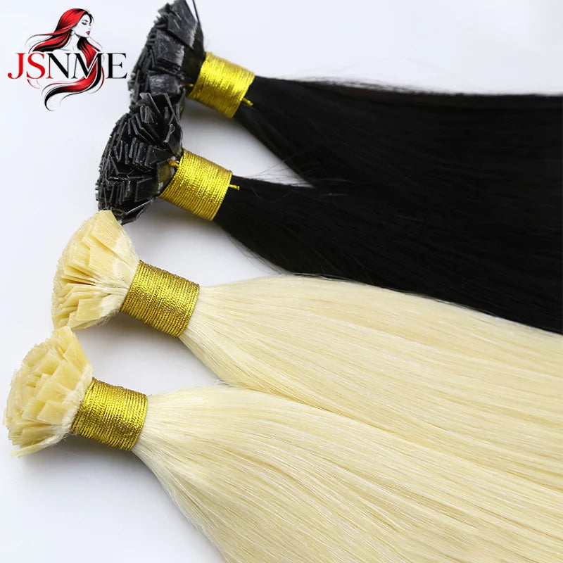 Flat Tip Hair Extensions Keratin Natural Human Hair Extension Brown Blonde 1g/Strand For Salon