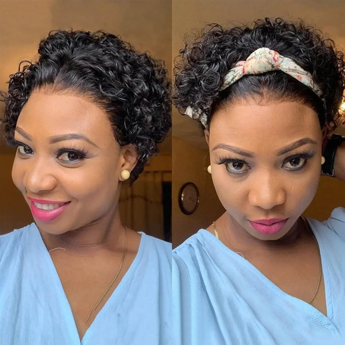 Pixie Cut Wig Transparent Lace Front Human Hair Short Curly Bob Brazilian
