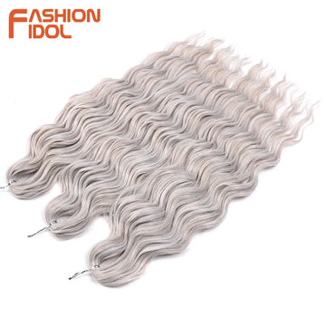 Loose Deep Wave Synthetic Braiding Hair Extensions - 24 Inch Water Wave, Ombre Blonde Twist Crochet