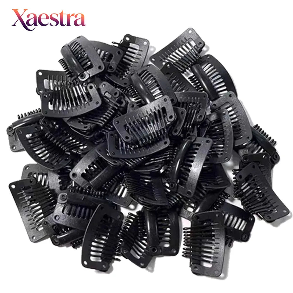 Snap Wig Clips 9-Teeth 100% Plastic Hair Clips With Silicon Rubber To Secure Wig Hair Extensions Toupee Anti Metal