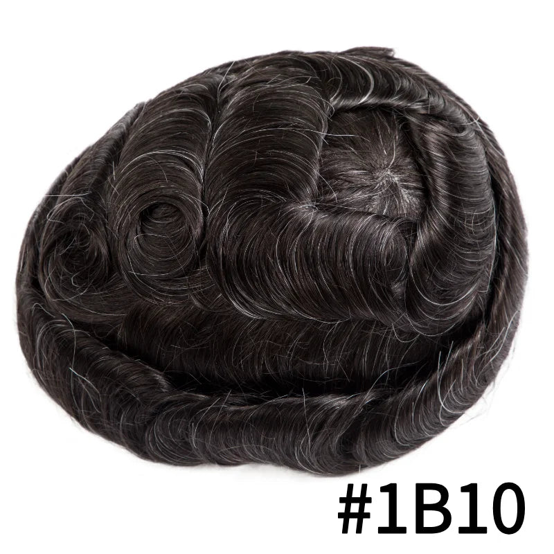 Male Hair Prosthesis Lace PU Base Breathable Natural Hairline Natural Human Hair Toupee Man Wig
