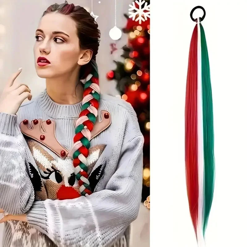 Synthetic 26Inch Long Straight Ponytail Elastic Hair Colorful Braiding Extensions Accessories