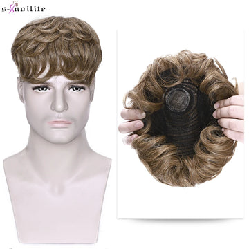 Toupee 16x19cm Human Hair Replacement System Toppers Hairpiece 4Inch Wig Extensions Prosthesis