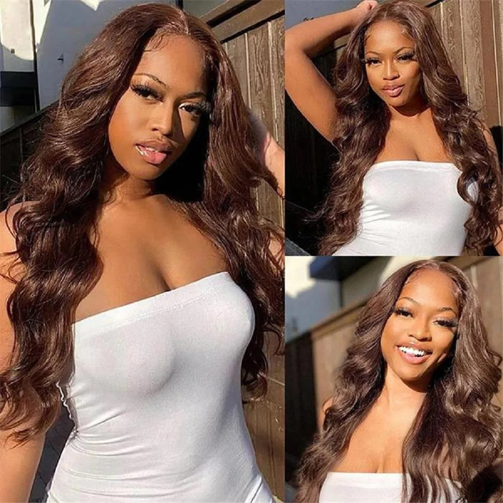 Brazilian Chocolate Brown, 13x4 HD Lace Front Wig Human Hair Body Wave