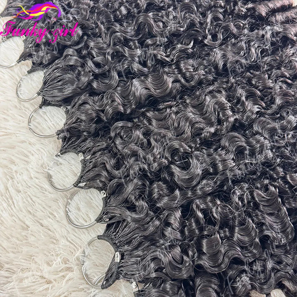12A Burmese Curly Feather Crochet Human Hair Knotless Pre-Separated Natural Black Lightweight Reusable Crochet Hair Extensions