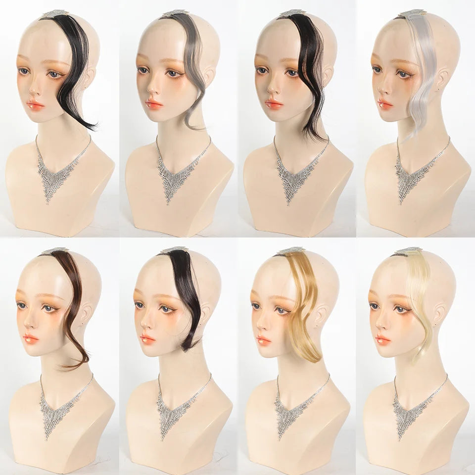 Chic 10'14-Inch Clip-In Bangs with Temples - Synthetic Curly Wavy Hairpieces, Versatile & Easy to Style