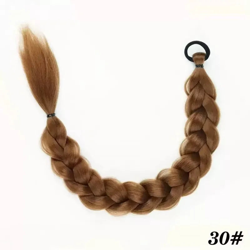 Synthetic Braided Ponytail Hair Extension with Elastic Band, 24 Inch