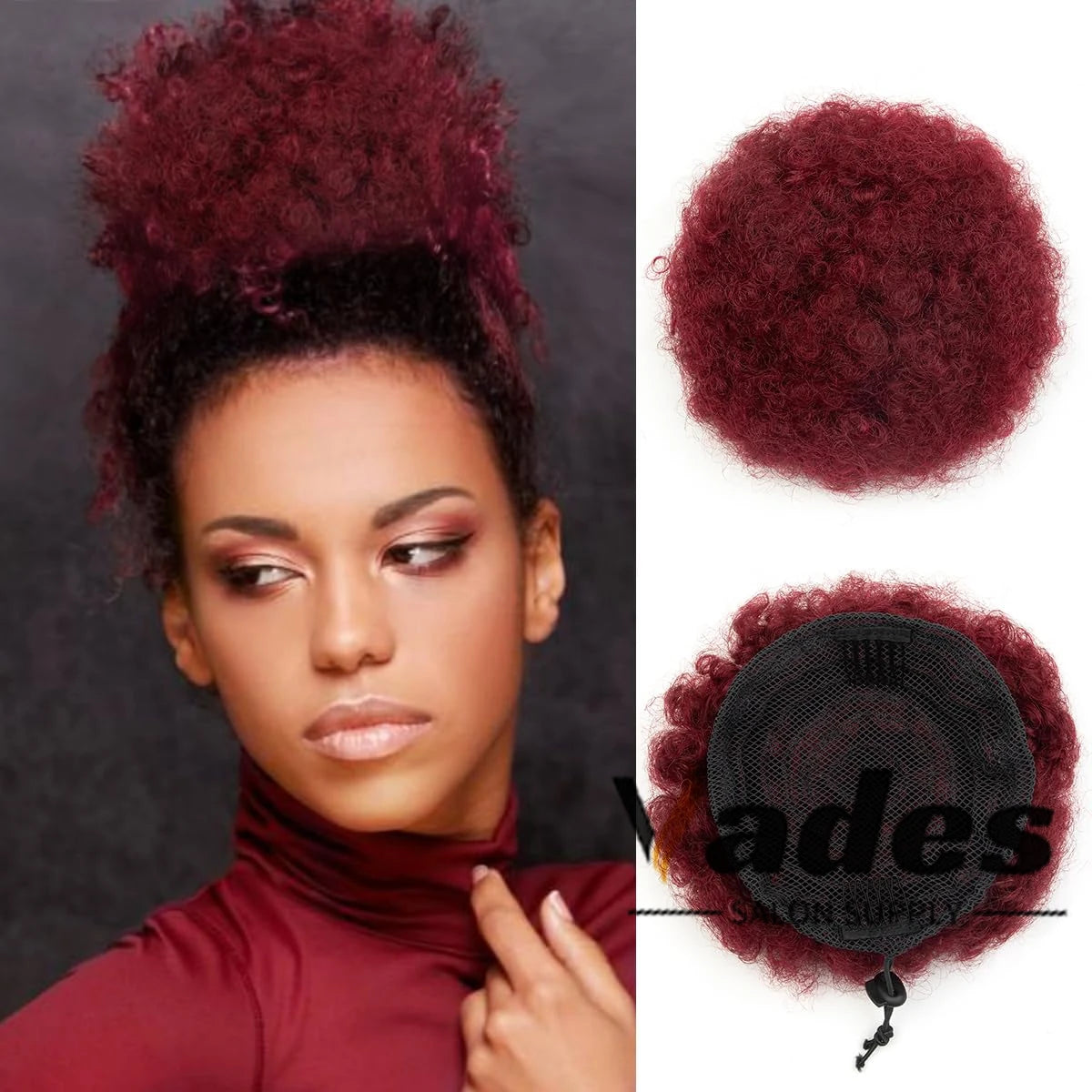 Curly Human Hair Ponytail Afro Kinky Puff Drawstring Bun Piece Clip in