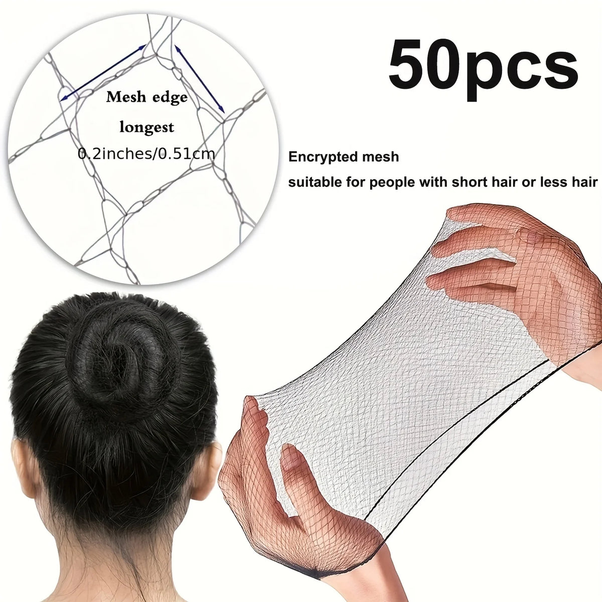 20/50/100pcs Hair Net 20 Inch Hair Net Elastic Invisible Stretch Net for Catering Service, Ballet Bun, Sleeping, Women and Wigs