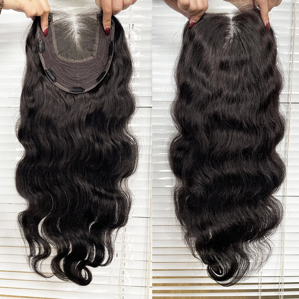 Body Wave Human Hair Topper, 4x4 HD Lace, Pre-Plucked with Baby Hair