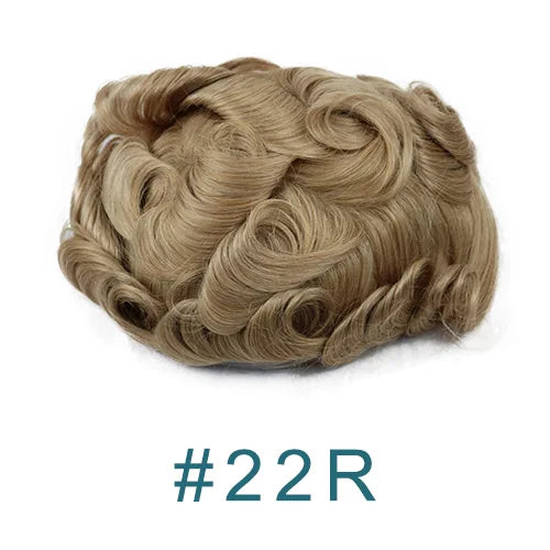 28mm Curly Men's 1B80 Gray Brown Black Human Hair Durable Bond Mono