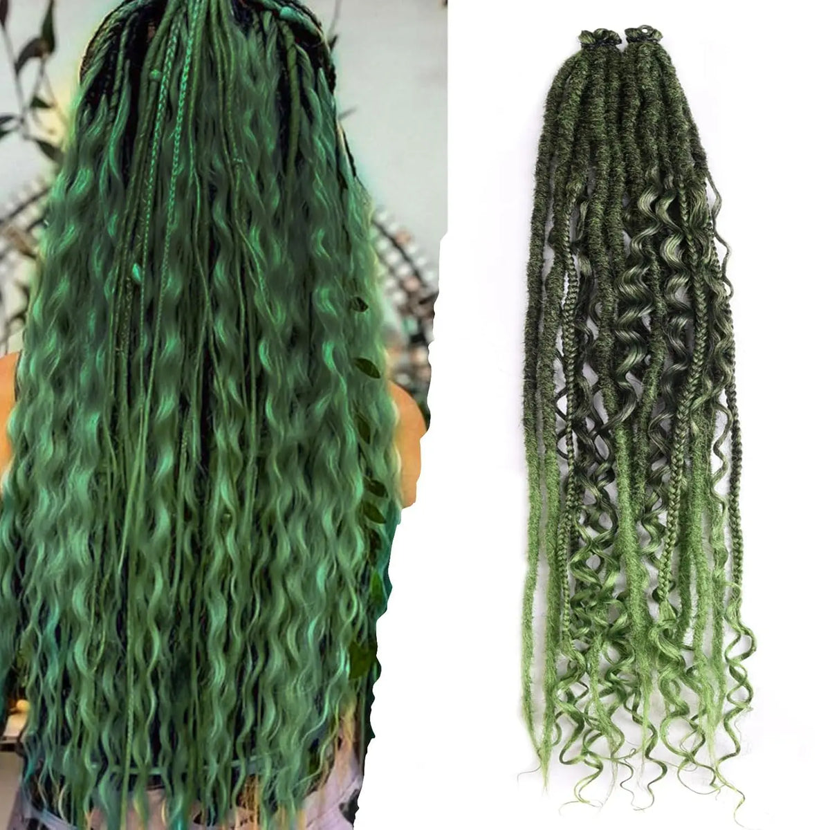 Synthetic 16Strands/Lot SE Dreadlocks Braids 24 Inch Hair Extensions, 3 In 1 Mixed Hippie Style Single End Dreadslocks