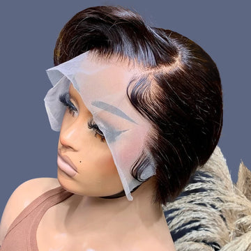 Pixie Cut 13x4 Transparent Lace Front Wigs Short Bob Brazilian Straight HD