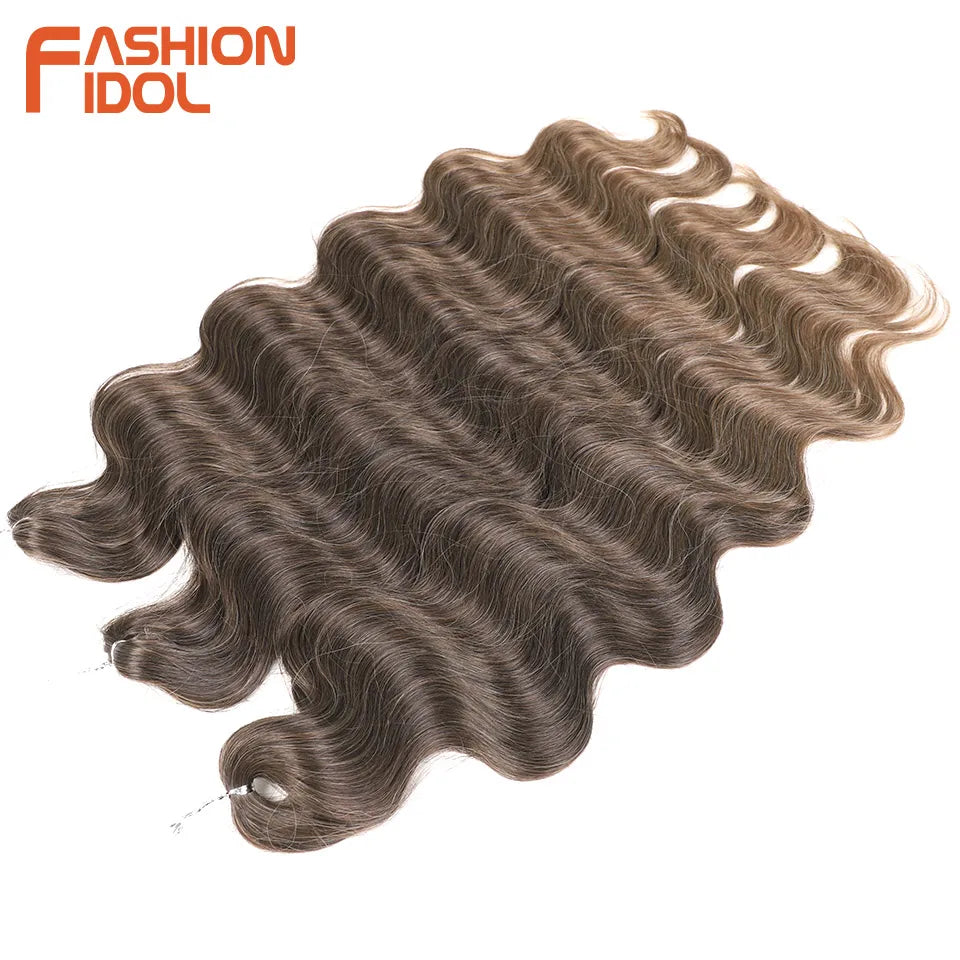 Body Wave Crochet Hair Long Synthetic Braids Goddess Ponytail Wavy Ombre Blonde