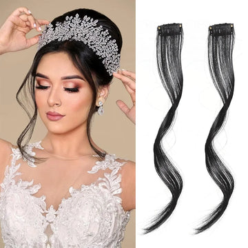 Chic 10'14-Inch Clip-In Bangs with Temples - Synthetic Curly Wavy Hairpieces, Versatile & Easy to Style
