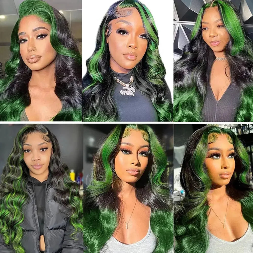 1B/99J Body Wave, 13x4 HD Lace Front Highlight Wig Synthetic Density Ombre