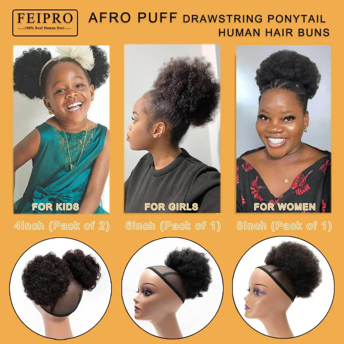 Synthetic 6inch Afro Puff Drawstring Ponytail Hair Accessories Kinky Curly Soft Fried