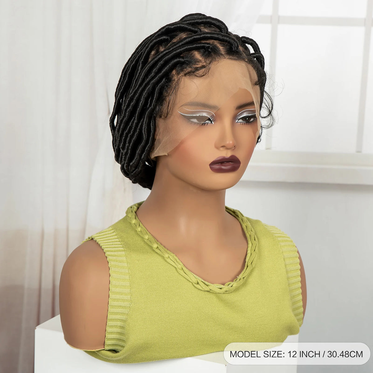 Bantu Braided Wigs Synthetic Full Lace Handmade Cornrow Natural Knotless Braids Baby