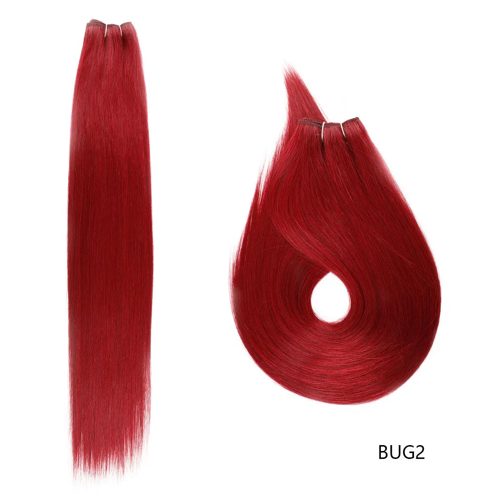 Orange Bone Straight Hair Bundles 24-32 Natural Weaving Bio Synthetic Bug Fancy