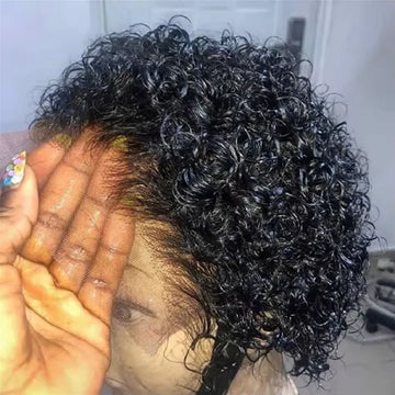 Pixie Cut Wig Transparent Lace Front Human Hair Short Curly Bob Brazilian