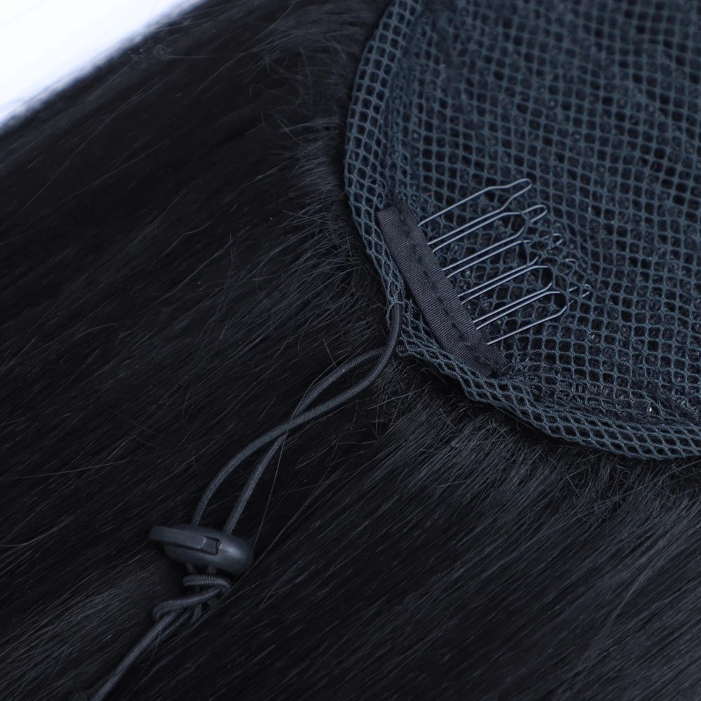 30 Inch Long Straight Ponytail Synthetic Drawstring Ponytail Chip-In Hair Extension Straight Pony Tail Fake Hairpiece