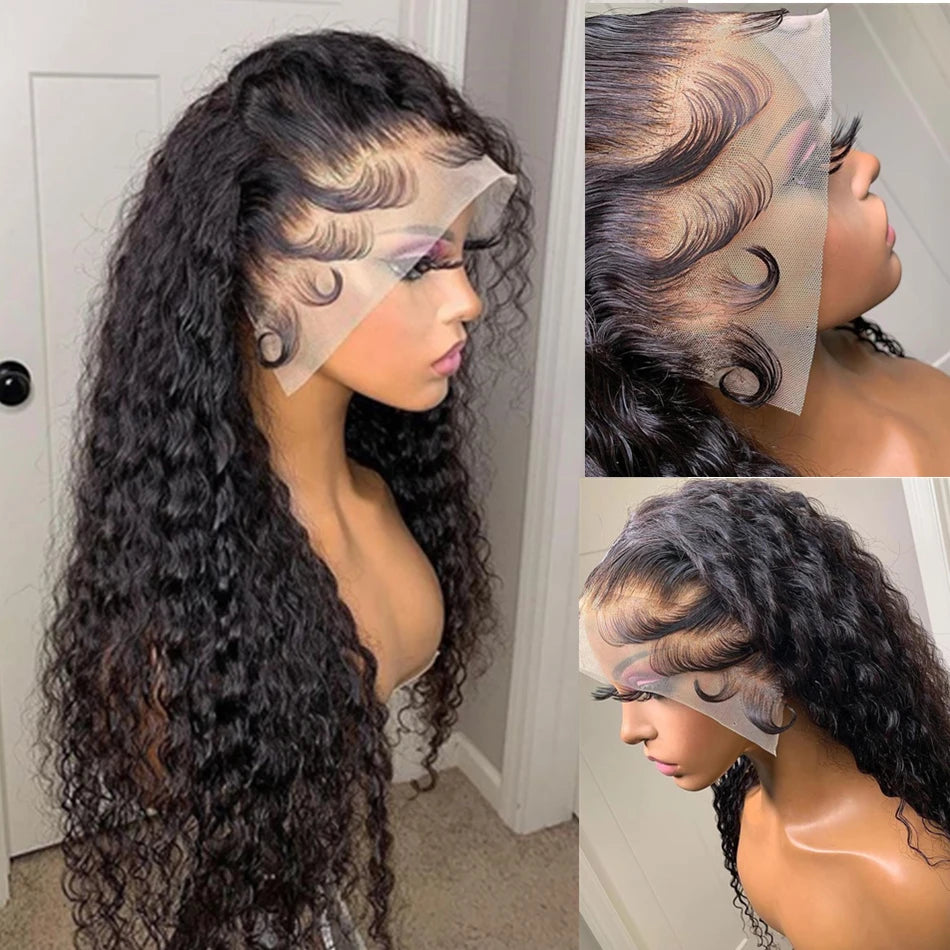 13x4 Kinky Curly Lace Front Human Hair Wigs Brazilian HD Deep Wave