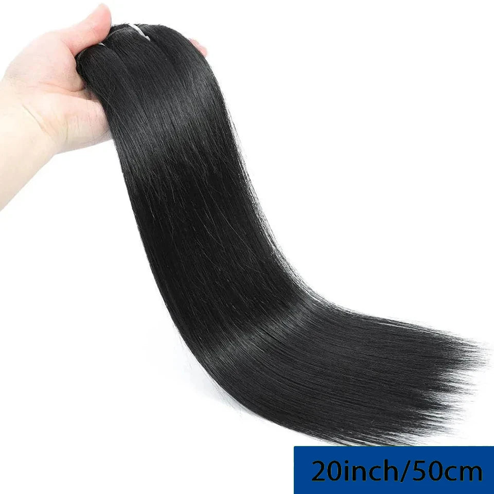 Clip in Hair Extensions Chestnut Brown Double Weft Thick 120G Silky Straight