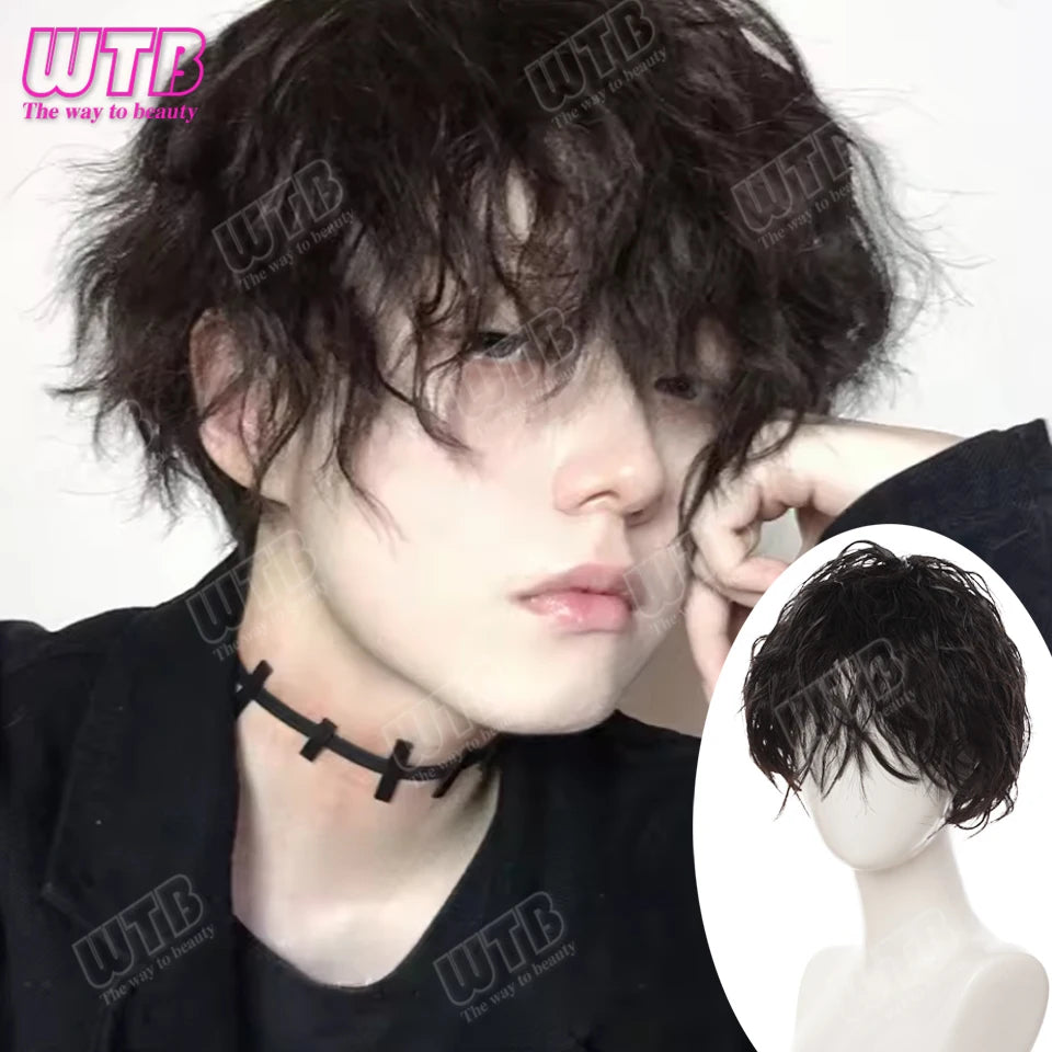 Short Synthetic Wig Unisex Multi-Color Short Curly Wig Adds Hair Volume Changes Hairstyle Suitable for Daily Wear and Holidays