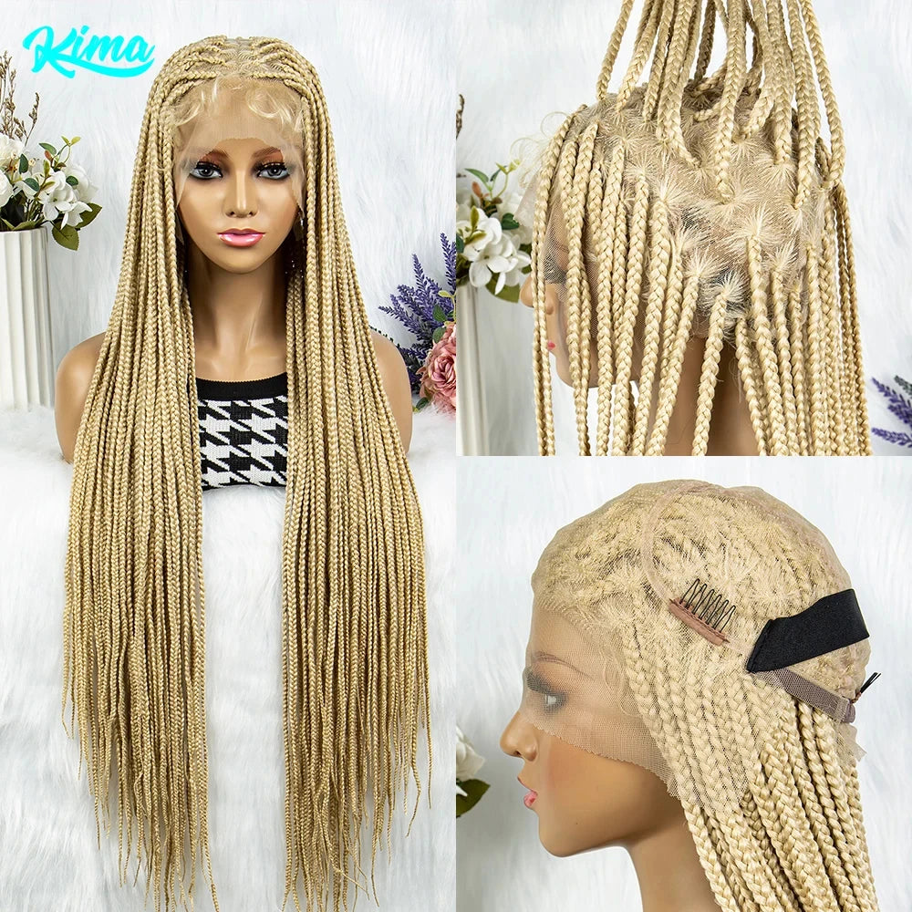 Synthetic Transparent HD Full Lace Braided Wigs Crochet Braid Braiding Hair Knotless