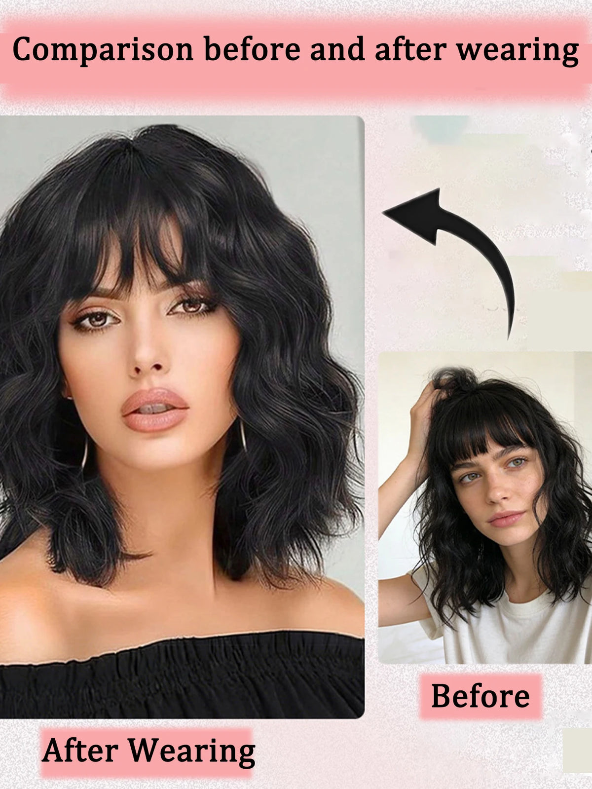 Water Wave Extensions Clip in Hair Invisible Synthetic Wig Piece Suitable Thinning