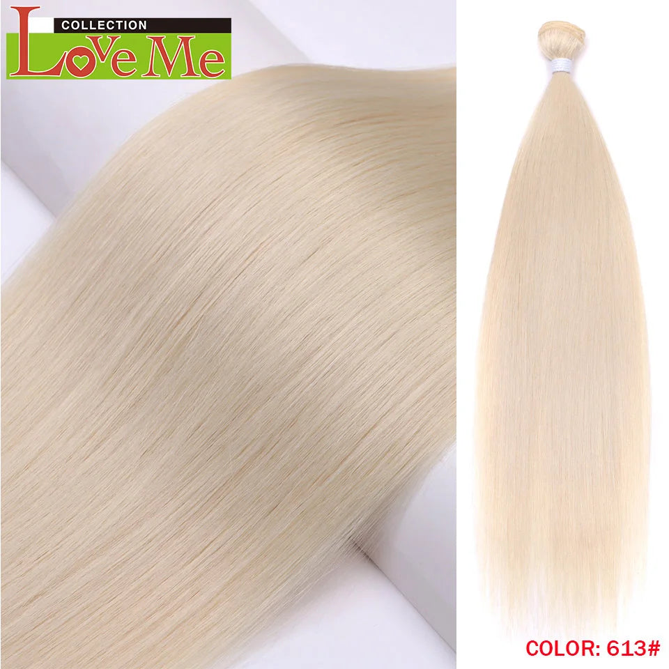 Yaki Straight Hair Extensions Salon Synthetic Bundles Temperature Fiber Ombre Blonde Fake