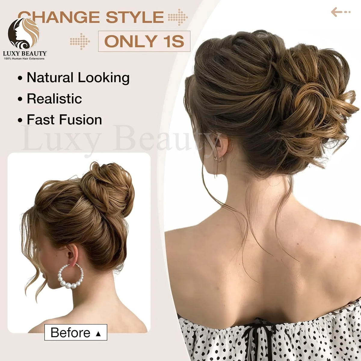 Brown Curly Claw Clip Messy Bun Ponytail Human Hair Extensions Black Blonde