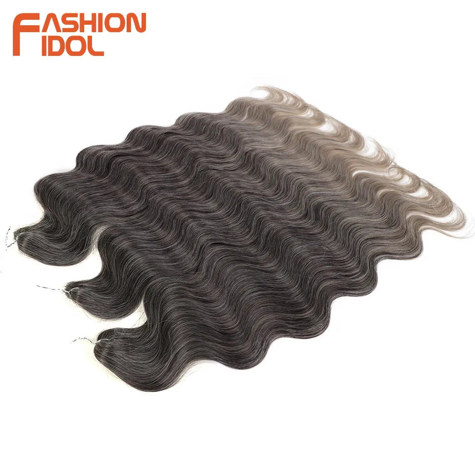 Body Wave Crochet Hair Long Synthetic Braids Goddess Ponytail Wavy Ombre Blonde