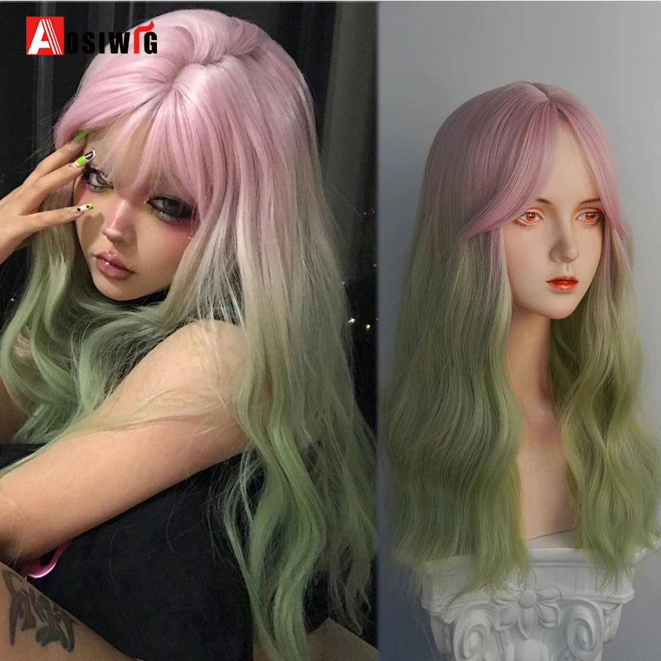 Blonde Twin Ponytail Princess Cut Natural Short Hair Synthetic Wigs Bangs Heat
