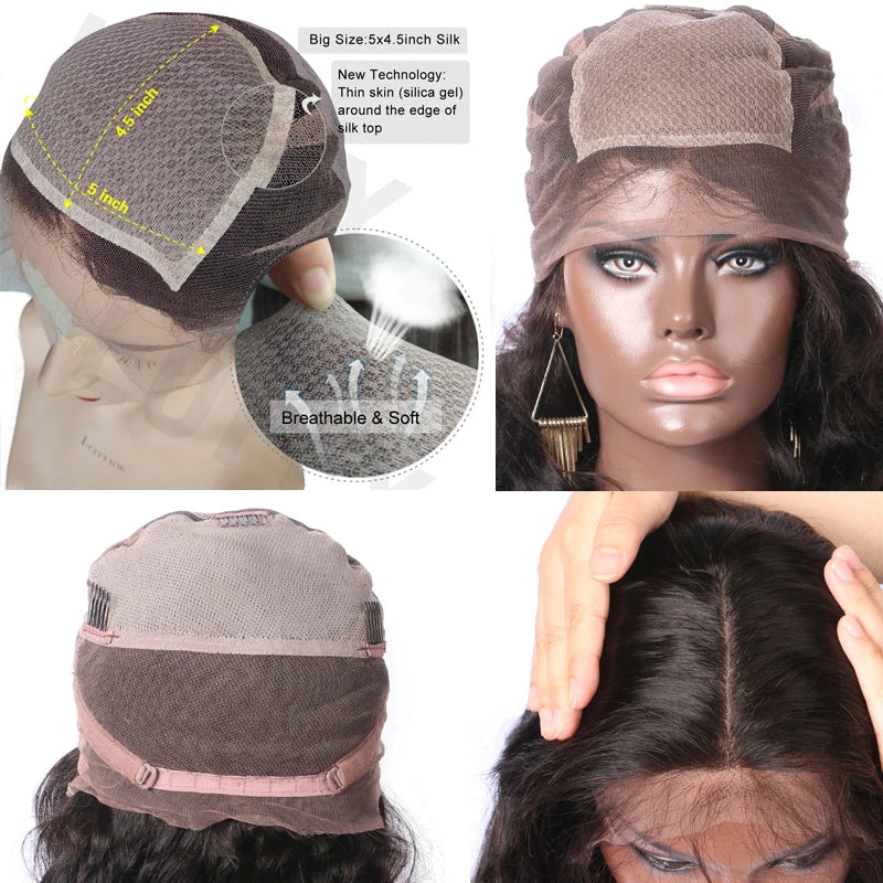 5x5 Silk Top Full Lace Human Hair Wig Silky Straight Peruvian Remy
