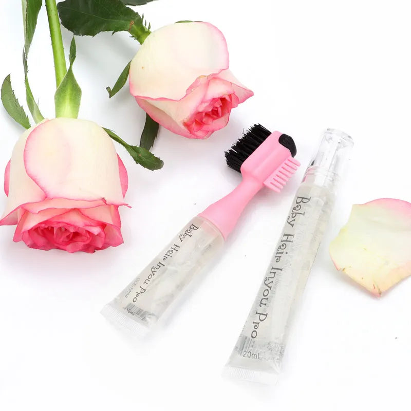 Baby Hair Edges Pro Brush Gel Squeeze Tube 10Ml Refill Gel Replacement Tube 20Ml, Professional Edge Control Brush And Gel 3 In 1