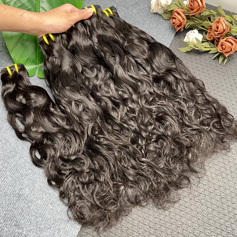 16A Natural Wave Human Hair, 100% Vietnamese Raw Virgin Water Wavy Extensions
