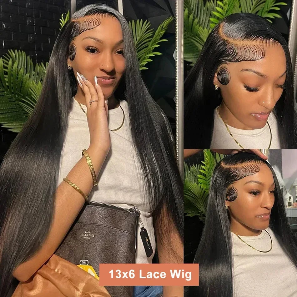 Density Bone Straight, 13x6 HD Lace Frontal Wig Transparent Front Pre Plucked