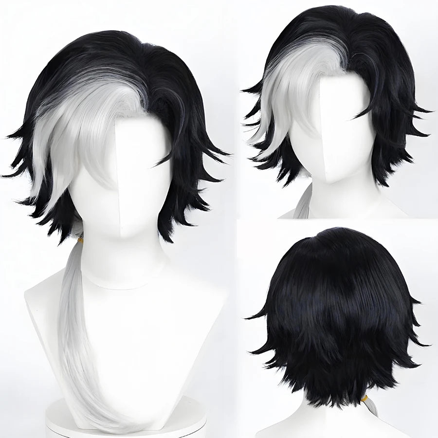 Black White Ombre Short Synthetic Cosplay Wig